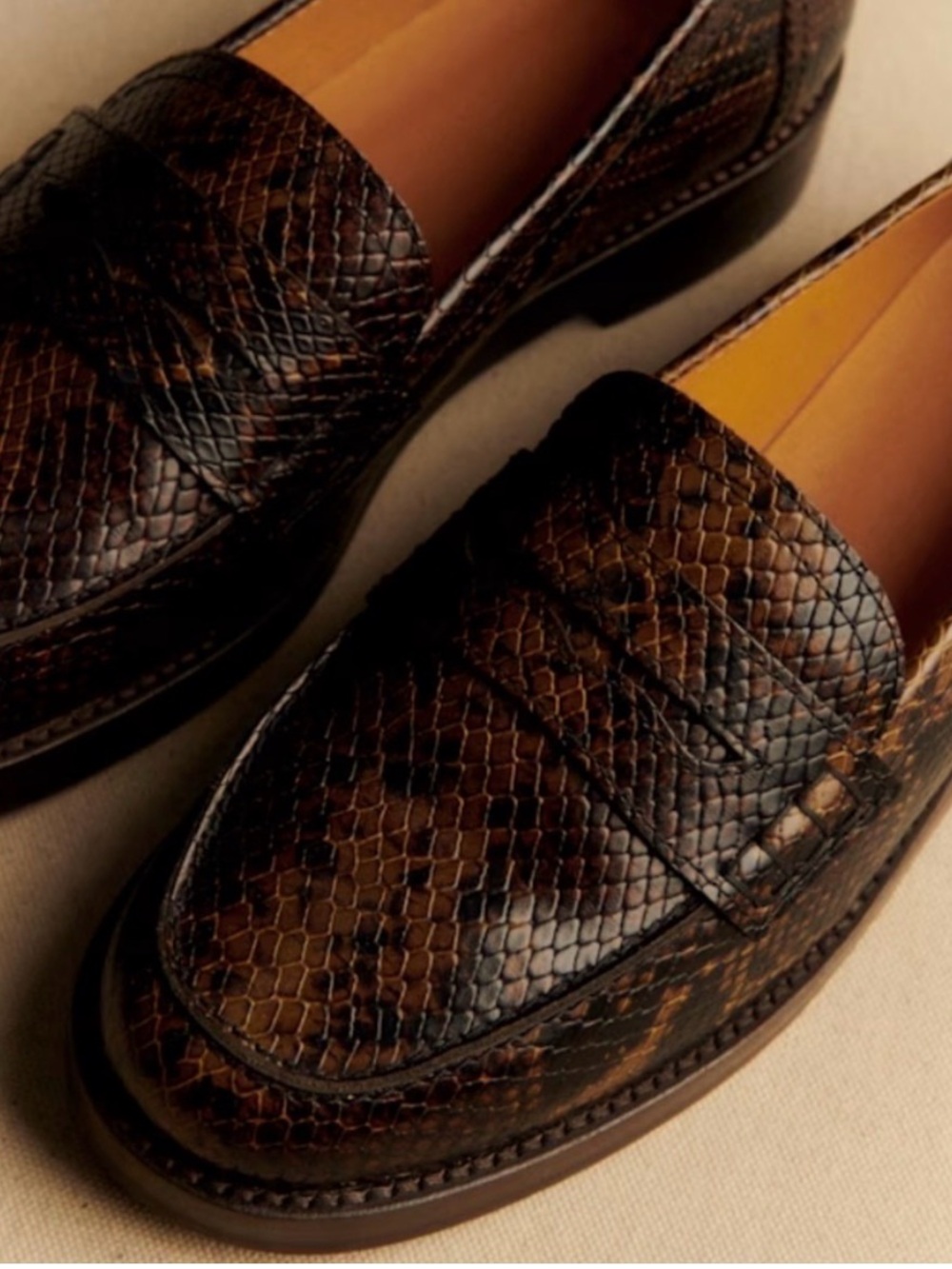 Sezane loafers — Brown Python Print 
Size 38